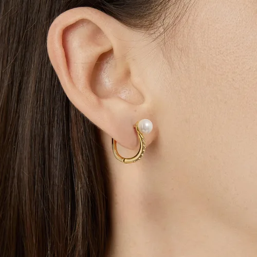 Vista 6 de Aretes de aro ligeros para mujer, diseño de perlas minilmalistas, infinito, estrella, cruz para orejas sensibles, aretes de aro delicados para mujer