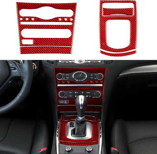 Vista 11 de NVCNX Real Premium Kit de Moldura de Consola Interior de Fibra de Carbono Cubierta de Panel de Engranajes Panel AC CD Tablero de Coche Compatible