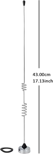 Vista 2 de HYS Antena amateur de doble banda NMO de 17.13 pulgadas VHF 144Mhz y UHF 430MHz para radios móviles de 6.6 ft 27.6 in con cable coaxial RG-58 de 13