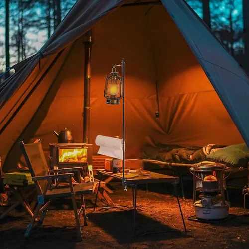 Vista 6 de REDCAMP Farol plegable de 72 pulgadas de alto con estacas y ganchos, postes de lámpara plegables de aleación de aluminio ultraligeros portátiles