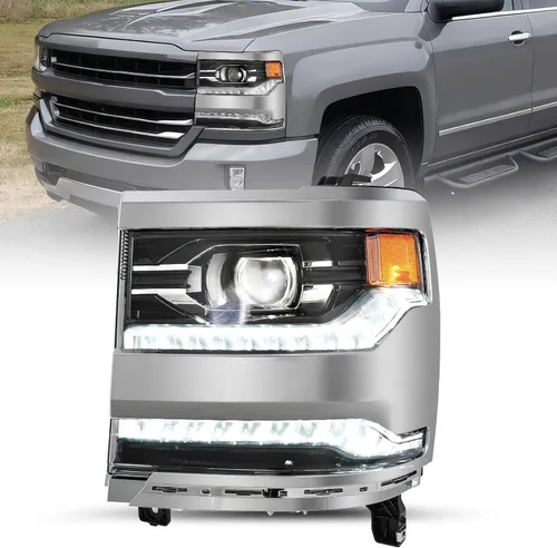 Vista 17 de JSBOYAT HID/Xenon para Chevy Silverado 1500 2016-2019 Conjunto de Faros Delanteros de Repuesto Proyector LED DRL Estilo OE de Fábrica Par Juego