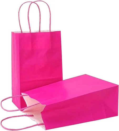 Vista 30 de AZOWA Bolsas de regalo mini de papel kraft con asas (Azul claro, 4x2.4x6, 25 piezas) Blue Color, Kraft Paper, Mini Size, 25 Pieces, Party Bags