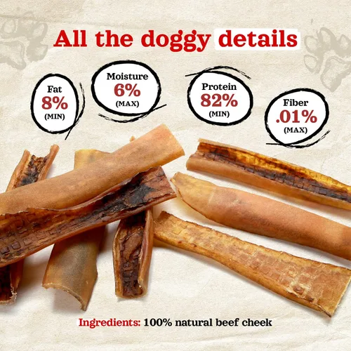 Vista 6 de Natural Farm Bully Chips (9-12 pulgadas, 8 onzas), mejilla de res digerible de vacas alimentadas con pasto, sin OGM, sin granos, masticables