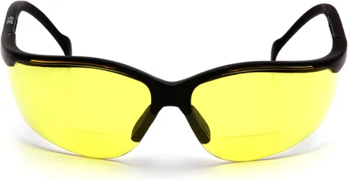 Vista 3 de Pyramex Venture II Bifocal Readers Safety Glasses Protective Eyewear, 2.5 Diopters, Amber Lente lector ámbar 1.5 dioptrías/marco negro