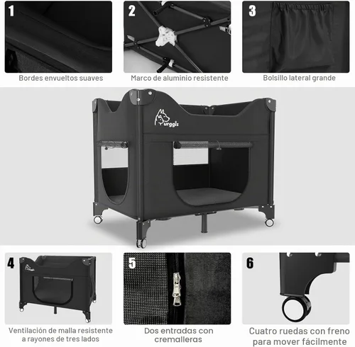 Vista 5 de Cama de noche para perro, literas plegables para cama humana Negro