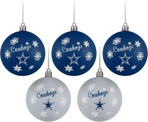 Vista 12 de FOCO Dallas Cowboys NFL 5 Pack Shatterproof Ball Ornament Set