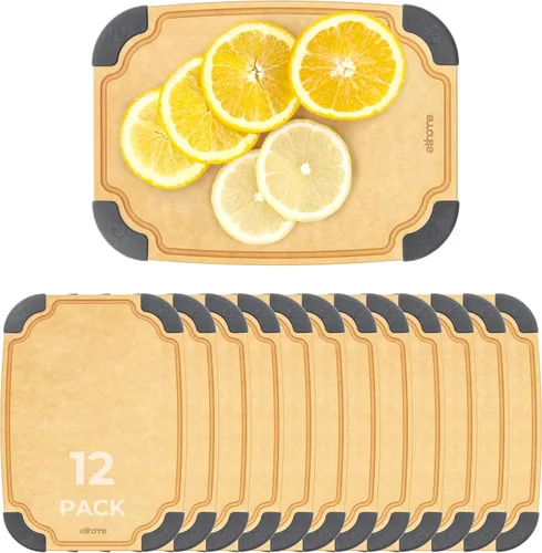 Vista 14 de Essential Series - Juego de tablas de cortar de madera 2 en 1 para cocina, tabla de madera para cortar verduras, pan, queso, carne, ensalada, tabla