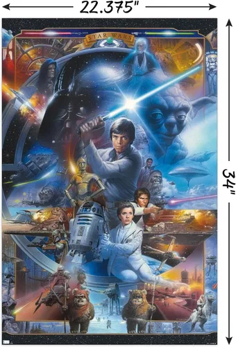Vista 3 de Star Wars: Original Trilogy - Póster de collage de pared, 34 pulgadas de largo x 22.4 pulgadas de ancho, versión sin marco