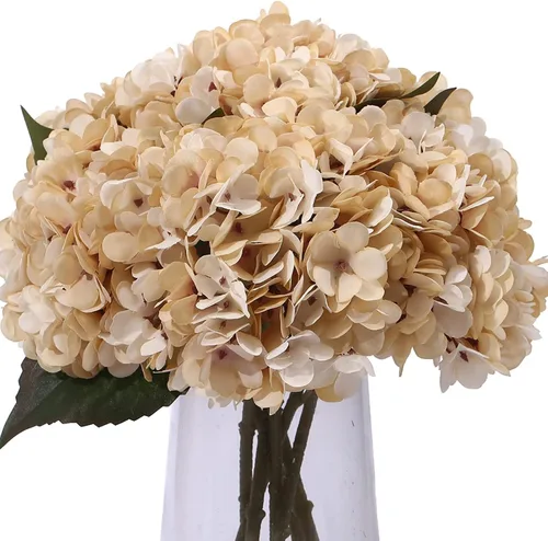 Vista 17 de 5 piezas de flores artificiales falsas, hortensias de seda, 1 arreglos de cabeza de flor, ramos de boda, decoración floral de plástico, centros