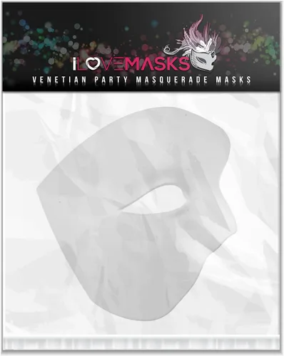 Vista 2 de Máscara ILOVEMASKS blanca, de media cara, del fantasma de la Ópera, veneciana, de Mardi Gras