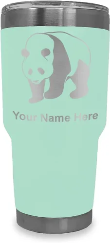 Vista 12 de LaserGram Vaso aislado al vacío de 20 onzas, oso panda, grabado personalizado incluido (negro)