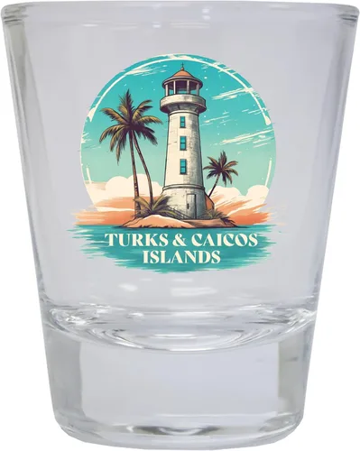 Vista 6 de Turks And Caicos Design A Souvenir - Vaso de chupito redondo de 1.5 onzas, color azul, paquete de 2