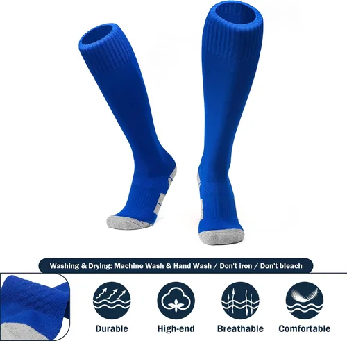 Vista 5 de Zando Paquete de 13 calcetines de fútbol hasta la rodilla para mujeres y hombres, calcetines de béisbol y sóftbol para jóvenes y adultos, calcetines