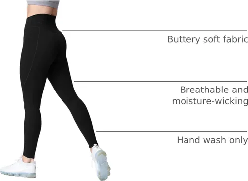 Vista 40 de Aoxjox Trinity - Pantalones de yoga de cintura alta con bolsillos para mujer, control de abdomen, cintura cruzada, leggings de entrenamiento suaves