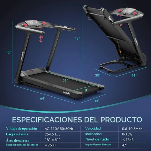 Vista 9 de Goplus Caminadora plegable de 4.75 HP con 15% de inclinación automática, caminadora eléctrica Superfit con control de voz y aplicación, 20 programas
