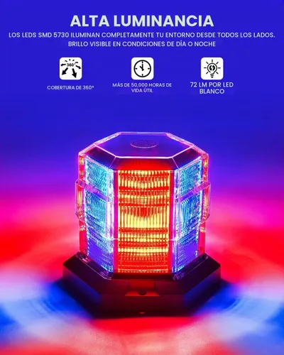 Vista 2 de LUMENIX - Luz estroboscópica LED para techo (72 unidades), color rojo y azul rojo azul
