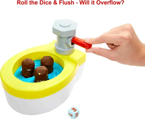 Vista 5 de Mattel Games Flushin’ Frenzy Overflow - Juego de mesa para niños con inodoro de juguete, 3 lanzadores, 1 dado e instrucciones, regalo para niños a