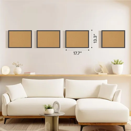 Vista 5 de 2 piezas tableros de corcho, tablero de anuncios de 17.7''x13.3'', tableros de corcho con marco negro para pared, tablero de corcho pequeño