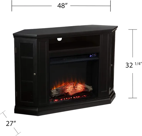 Vista 5 de SEI Furniture Claremont Corner - Chimenea eléctrica convertible con almacenamiento, color negro