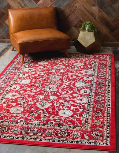 Vista 11 de Unique Loom Sialk Hill Collection - Alfombra de área Washington (6' 1" x 9' Rectángulo Burdeos/Crema)
