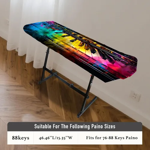 Vista 3 de Nuxovilar Cubierta elástica de 88 teclas para teclado y piano, a prueba de polvo, seda de leche elástica con patrón de teclas de teclado