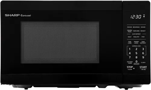 Vista 13 de SHARP Horno microondas compacto de encimera con plato giratorio de carrusel extraíble de 10 pulgadas, 700 vatios, 0.7 pies cúbicos, negro