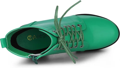 Vista 4 de Allegra K Botas de combate de tacón alto grueso con cordones para mujer, M