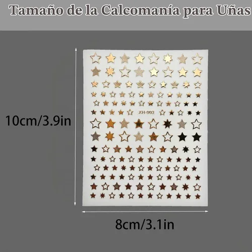 Vista 4 de Calcomanías de uñas de estrella, 12 hojas de calcomanías de estrella de uñas 3D para arte de uñas, decoración de uñas de estrella colorida