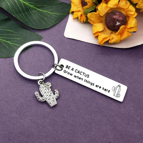 Vista 2 de Llavero de regalo de cactus divertido regalo inspirador joyería de cactus regalo para hijo hija cactus amante de los cactus regalo motivacional