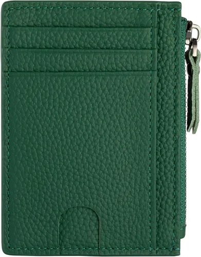 Vista 12 de Cartera delgada para mujeres de piel pequeña con bloqueo RFID, tarjetero minimalista con bolsas para monedas y fundas, Negro, Moderno