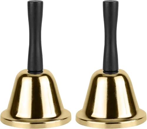 Vista 8 de MROCO Campana de mano dorada, campana de llamada de acero para aula y Dorado