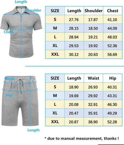 Vista 6 de URRU Conjunto de camisa polo y pantalones cortos para hombre, trajes de verano a la moda, casual, de manga corta, traje de polo para hombre
