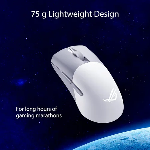 Vista 4 de Asus Ratón inalámbrico ROG Keris AimPoint para juegos, conectividad trimodo (2.4 GHz RF, Bluetooth, cableado), sensor de 36000 DPI, 5 botones