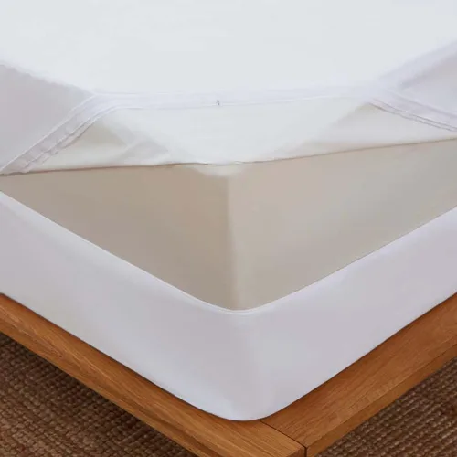 Vista 3 de Funda de colchón con cremallera para cama, protector de colchón impermeable tamaño matrimonial, sin ruido, transpirable, lavable a máquina, se