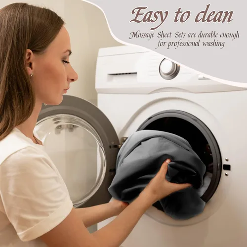 Vista 7 de Oudain Juego de 8 sábanas de microfibra suave para mesa de masaje, juego de 3 piezas, incluye funda para mesa de masaje, sábana bajera ajustable