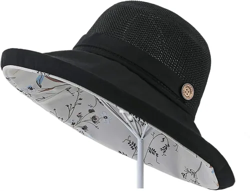 Vista 5 de Sombrero de playa con protección UV para el sol de verano Negro