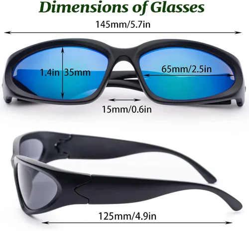 Vista 6 de BOBLUEON Gafas de sol envolventes de moda para mujeres y hombres, modernas y ovaladas deportivas