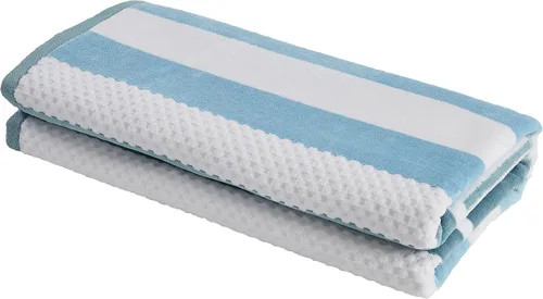 Vista 14 de Superior Toalla de playa de gran tamaño con textura de rayas, 100% algodón, suave, afelpada y altamente absorbente (juego de 2)
