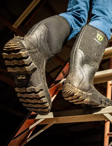 Vista 7 de TIDEWE Botas de goma para hombres, multitemporada, botas de lluvia impermeables con vástago de acero, botas de neopreno de 0.236 pulgadas