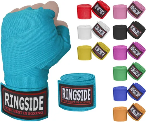 Vista 8 de Ringside Mexican Style Boxing Hand Wraps (Pairs) - 180" Semi-Elastic Cotton Blend Wrist Support with Thumb Loop for MMA, Muay Thai, Kickboxing