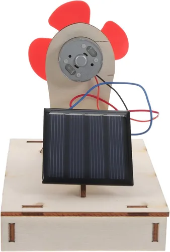 Vista 4 de Ventilador de casa 3 juegos de ventilador para el hogar, ventilador de madera de madera, modelo solar solar de ciencia educativa edificio ensamblar