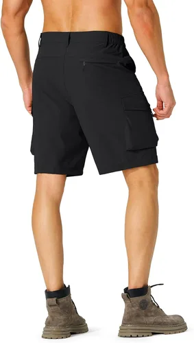Vista 3 de Pantalones cortos de senderismo para hombre, de secado rápido, ligeros, con múltiples bolsillos, para pesca, campamento, golf