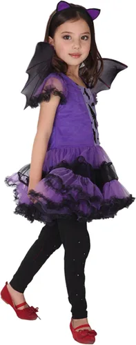Vista 2 de Disfraz de bruja de murciélago para niñas, disfraz de Halloween y cosplay con alas de murciélago