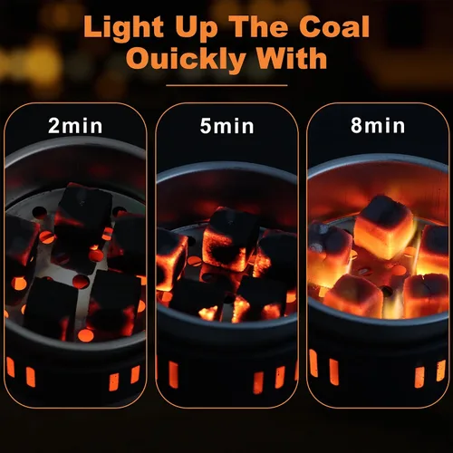 Vista 5 de Quemador de carbón eléctrico multiusos, quemador de carbón de 500 W, placa caliente, estufa eléctrica de coco para carbón shisha hookah, duradero