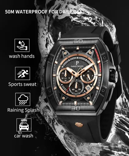 Vista 4 de Paras Crown - Reloj militar para hombre, movimiento japonés, impermeable, deportivo