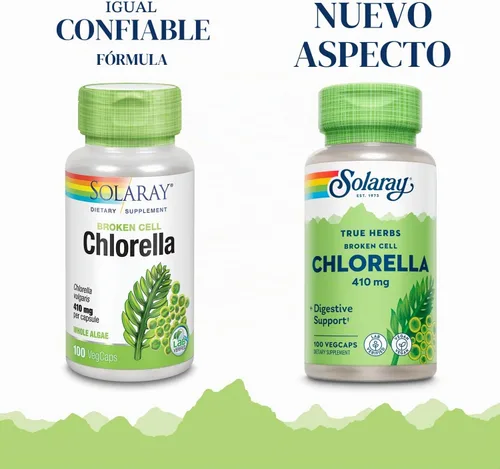 Vista 3 de SOLARAY Broken Cell Chlorella 410 mg Superalimento rico en nutrientes con proteínas de origen natural, vitaminas, minerales, clorofila Sin OMG