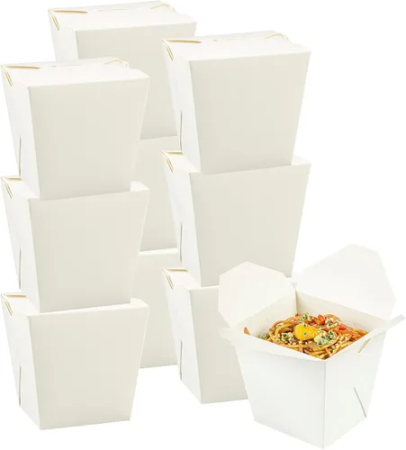 Vista 22 de Restaurantware Cajas chinas para llevar, paquete de 200 unidades, 8 onzas, resistentes a la grasa, recipientes de comida para llevar, desechables