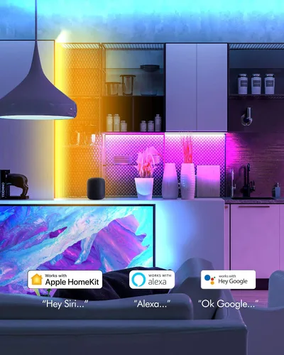 Vista 2 de VOCOlinc - Tira de luz LED que funciona con Homekit Alexa y el asistente de Google, no requiere Hub, 2.4 GHZ