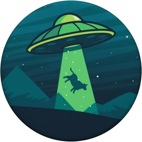 Vista 3 de Extranjeros Secuestro de vaca en el plato de UFO volador – PopSockets Grip y soporte para teléfonos y tabletas