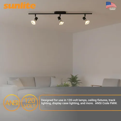 Vista 9 de Sunlite Bombilla halógena 40712 MR16, 35 vatios, inundación de 38°, 120 voltios, vida útil de 2000 horas, regulable, base GU10, protector